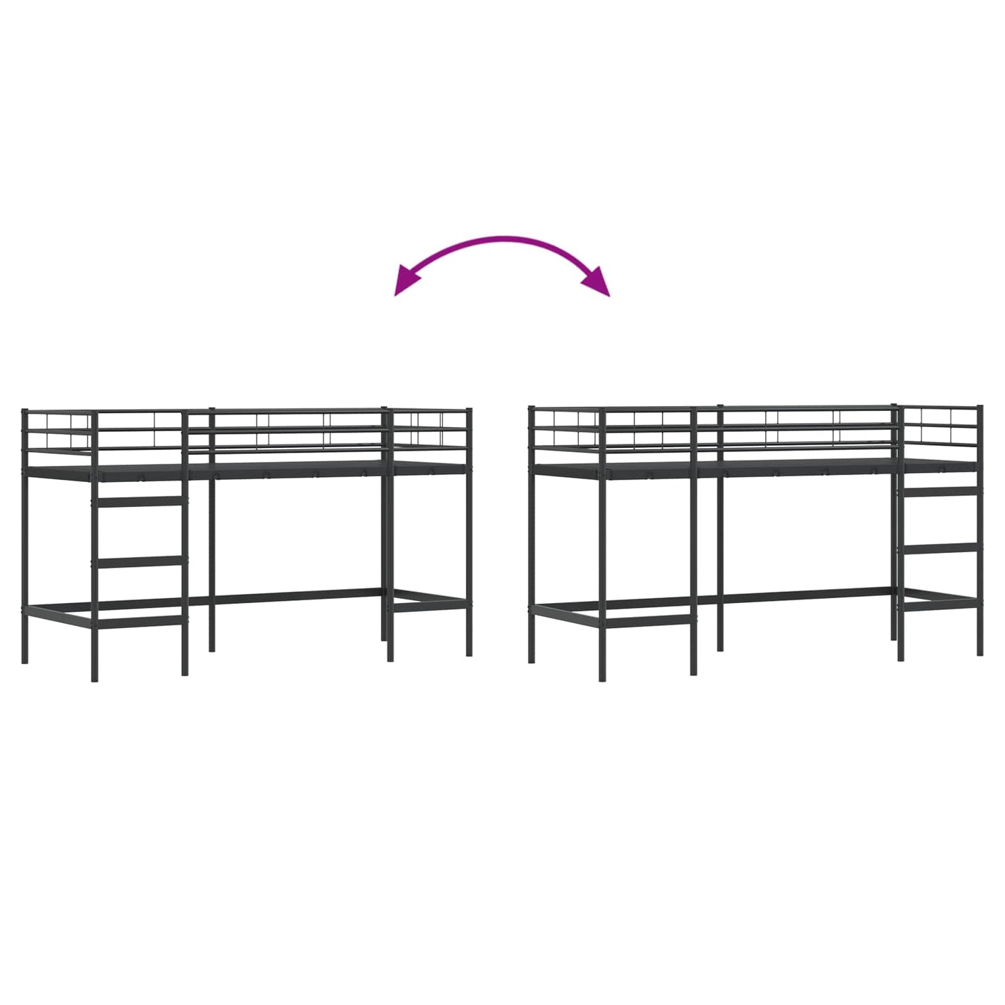 vidaXL Kids'Loft Bed Frame Plain Black 75 x 190 cm Steel