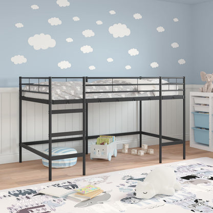 vidaXL Kids'Loft Bed Frame Plain Black 80 x 200 cm Steel