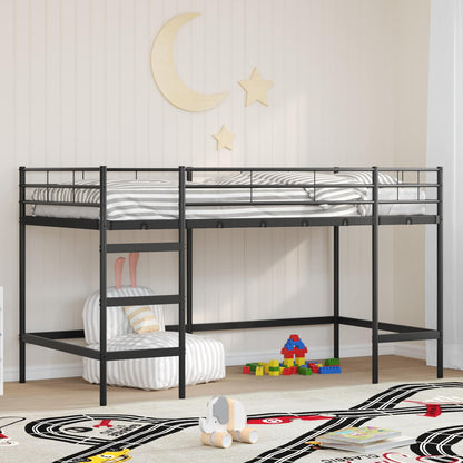 vidaXL Kids'Loft Bed Frame Plain Black 90 x 200 cm Steel