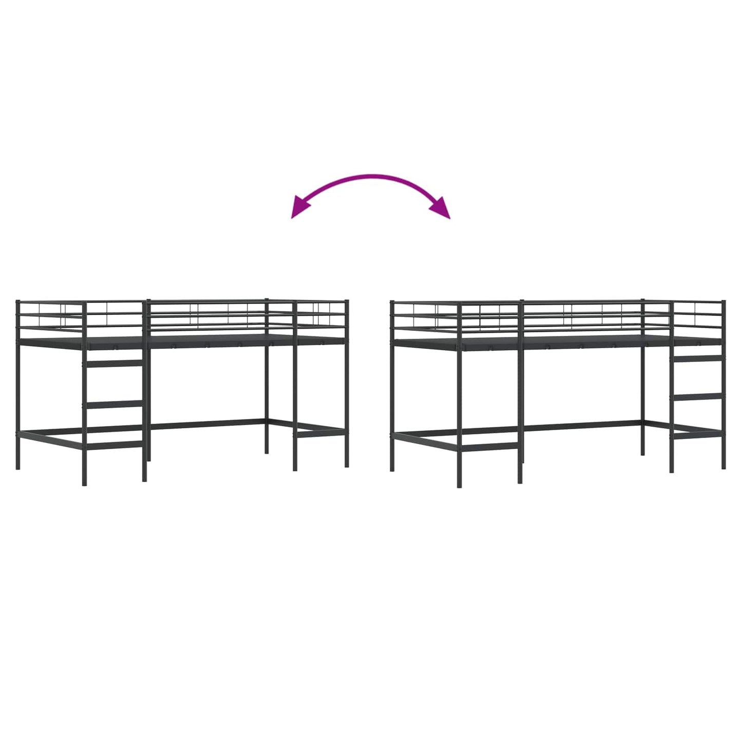 vidaXL Kids'Loft Bed Frame Black 99.5 x 200 cm Steel