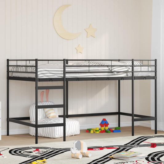 vidaXL Kids'Loft Bed Frame Plain Black 107 x 203 cm Steel