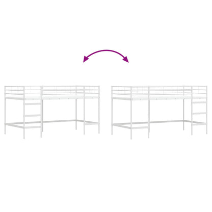 vidaXL Kids'Loft Bed Frame Plain White 80 x 200 cm Steel