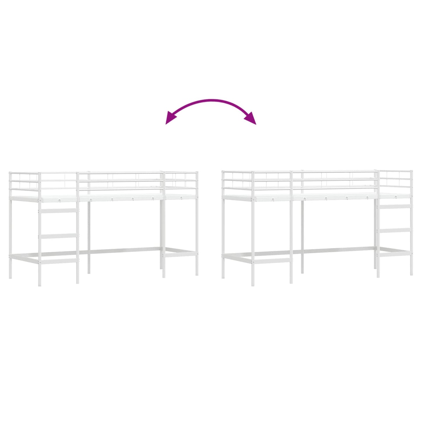vidaXL Kids'Loft Bed Frame White 90 x 190 cm Steel