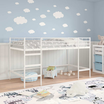 vidaXL Kids'Loft Bed Frame Plain White 90 x 200 cm Steel