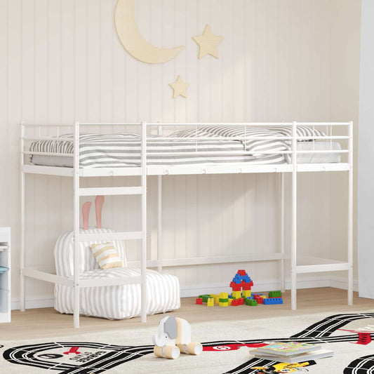 vidaXL Kids'Loft Bed Frame Plain White 100 x 190 cm Steel