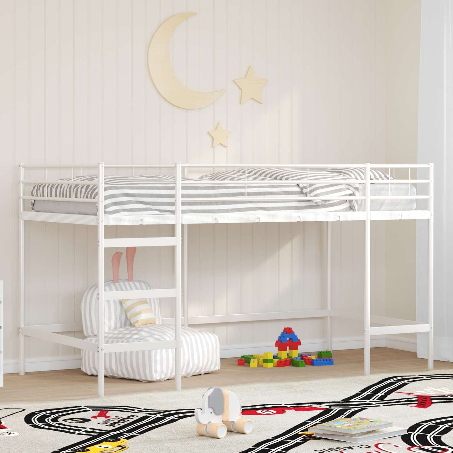 vidaXL Kids'Loft Bed Frame Plain White 100 x 200 cm Steel