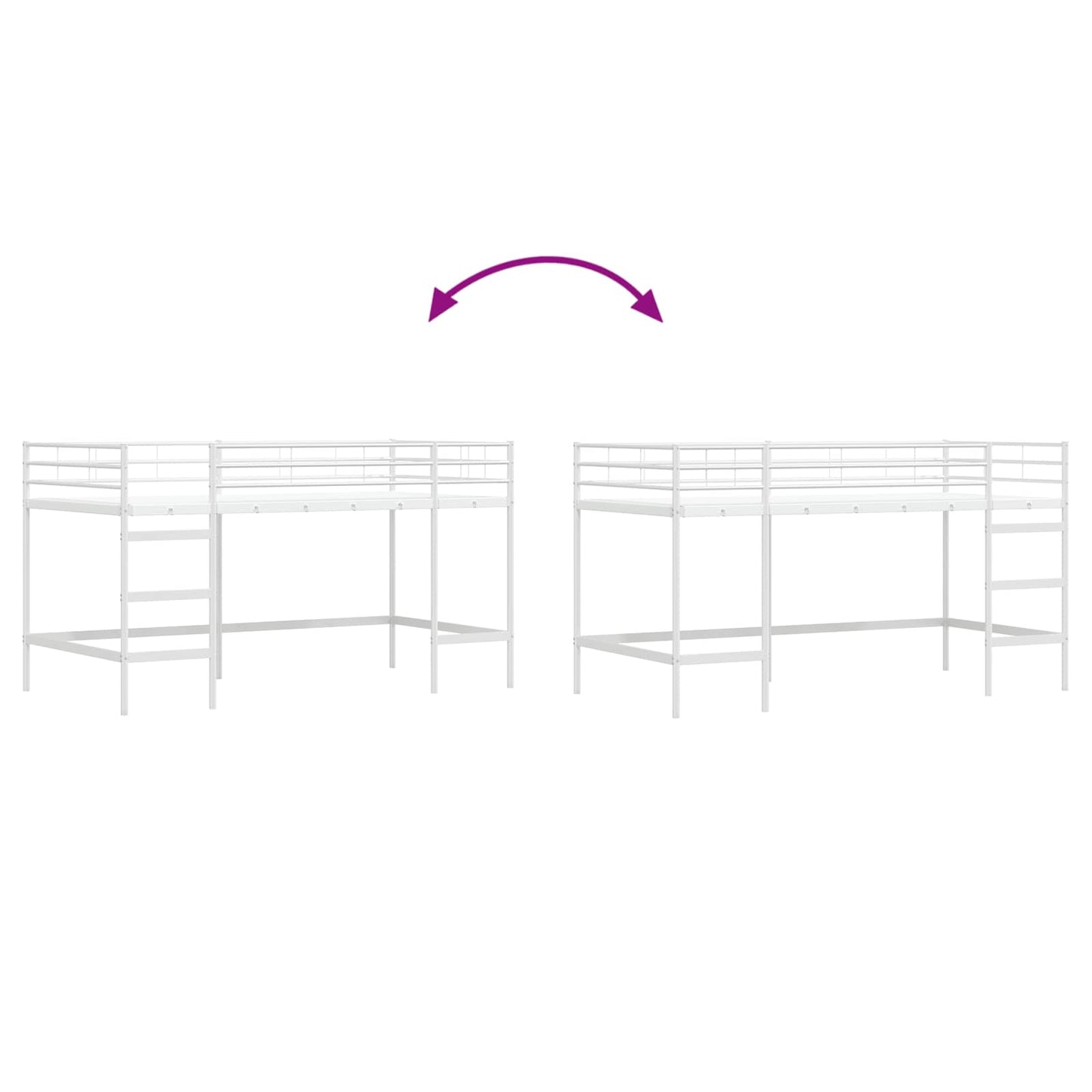 vidaXL Kids'Loft Bed Frame Plain White 107 x 203 cm Steel