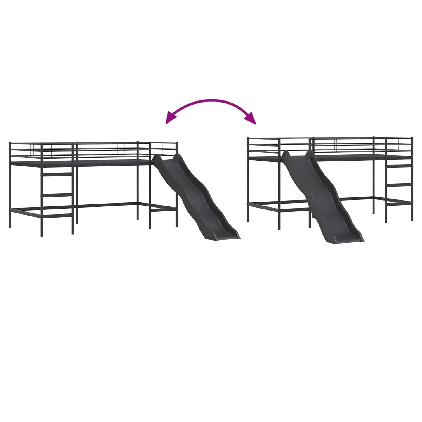 vidaXL Kids'Loft Bed Frame with Slide Black and Anthracite