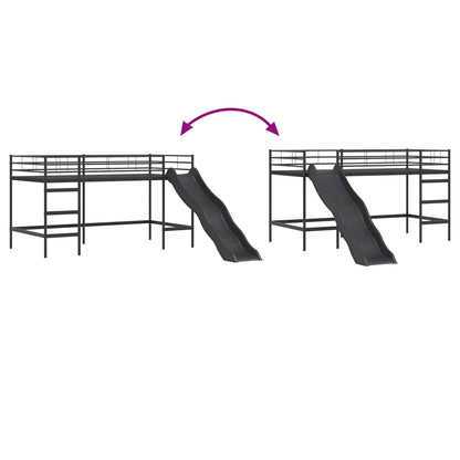 vidaXL Kids'Loft Bed Frame with Slide Black and Anthracite