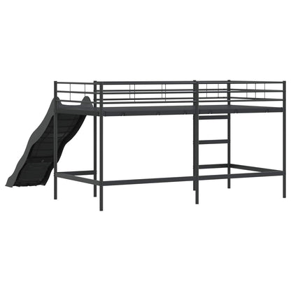 vidaXL Kids'Loft Bed Frame with Slide Plain Black and Anthracite