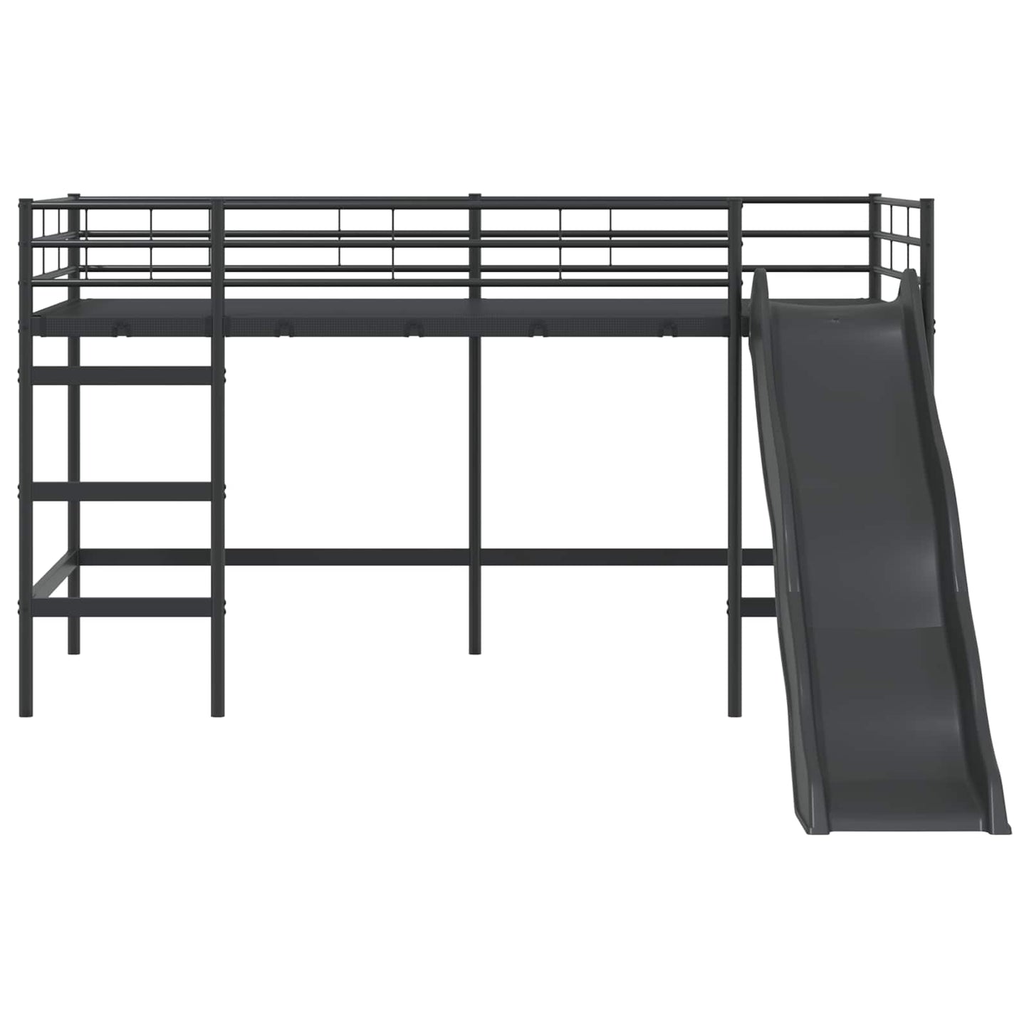vidaXL Kids'Loft Bed Frame with Slide Plain Black and Anthracite