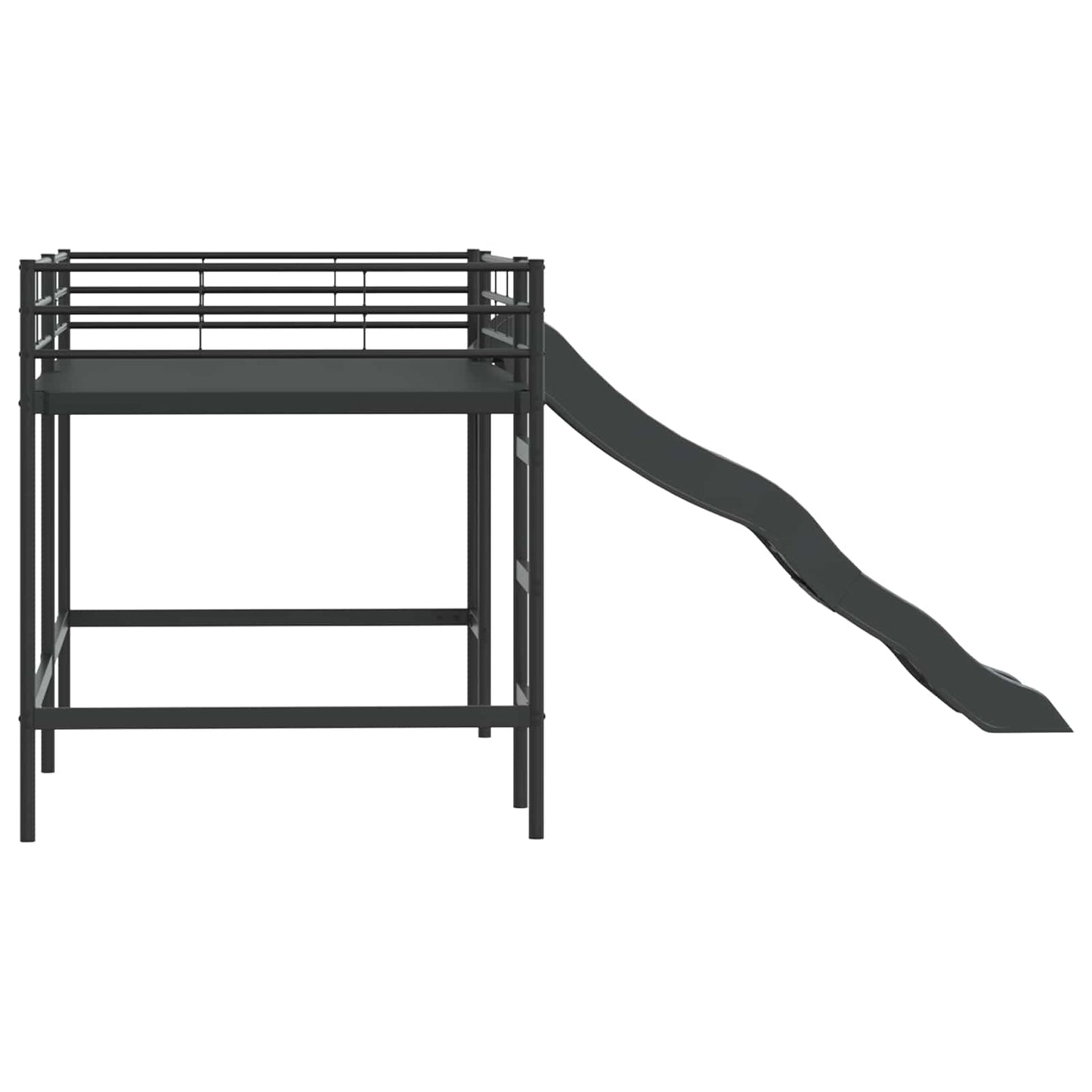 vidaXL Kids'Loft Bed Frame with Slide Plain Black and Anthracite