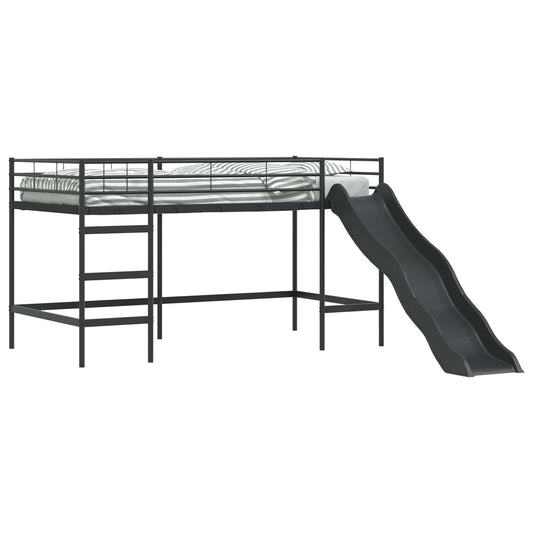 vidaXL Kids'Loft Bed Frame with Slide Plain Black and Anthracite