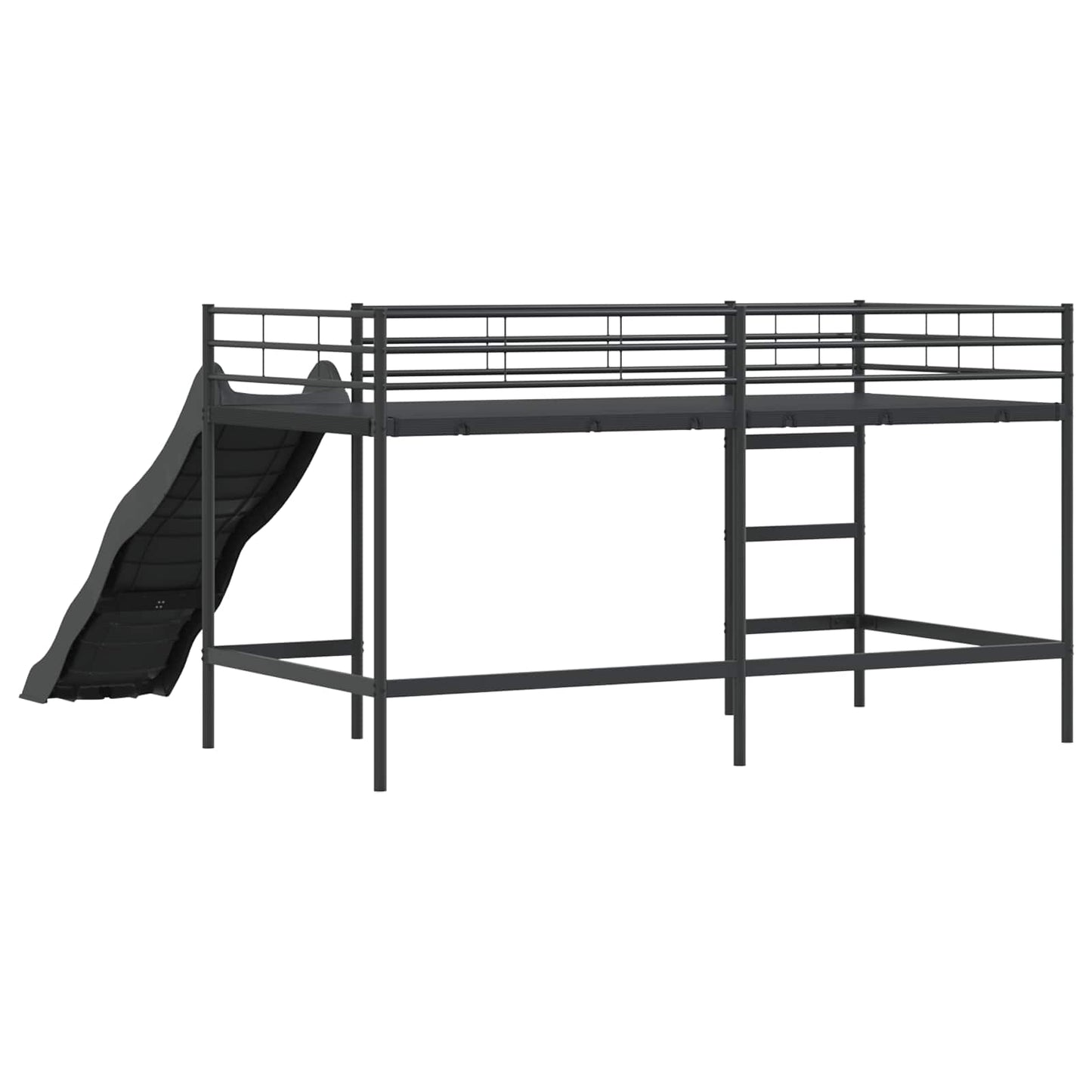 vidaXL Kids'Loft Bed Frame with Slide Plain Black and Anthracite