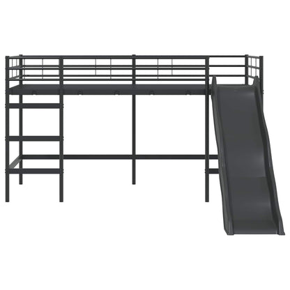vidaXL Kids'Loft Bed Frame with Slide Plain Black and Anthracite