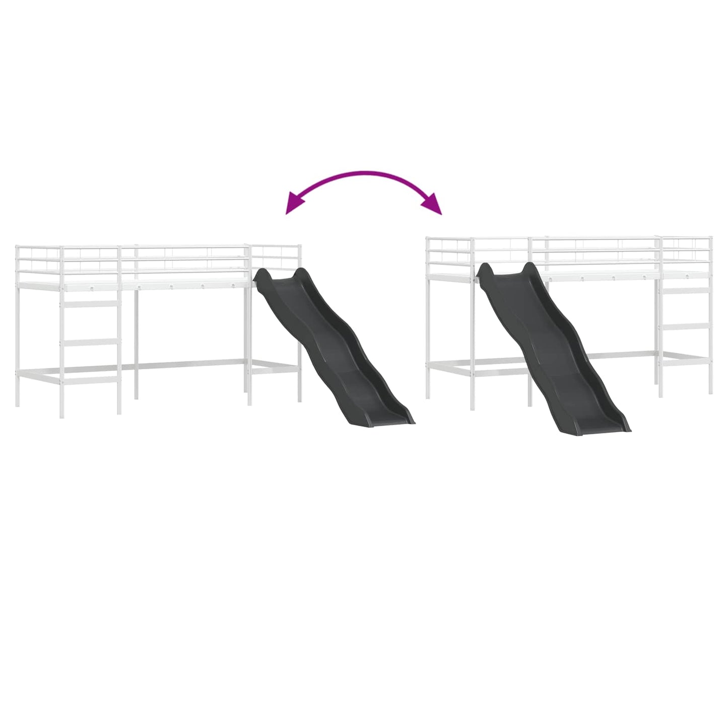 vidaXL Kids'Loft Bed Frame with Slide White and Anthracite