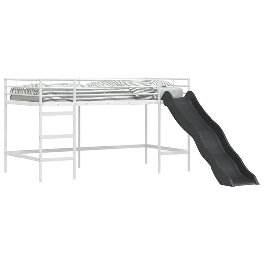 vidaXL Kids'Loft Bed Frame with Slide Plain White and Anthracite