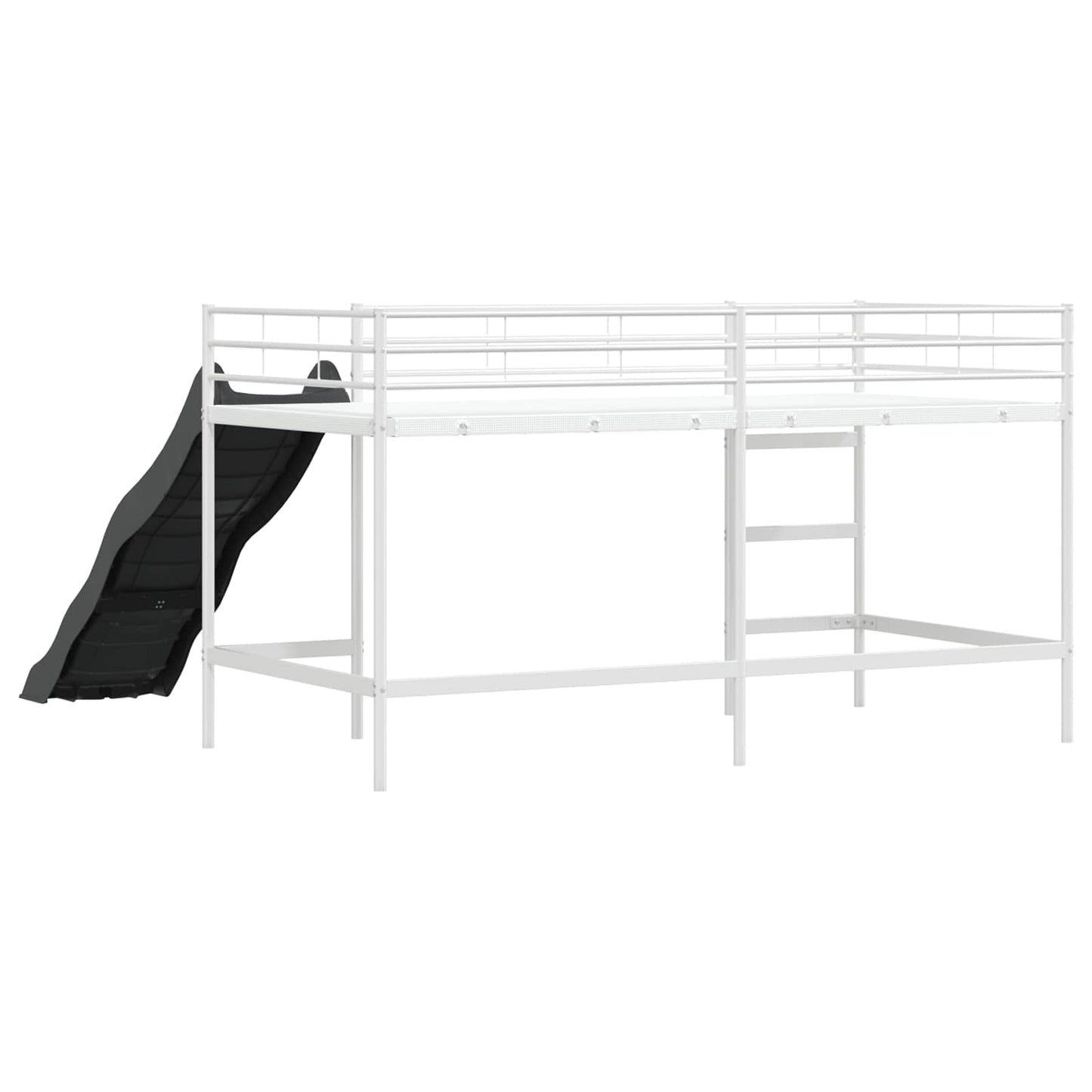 vidaXL Kids'Loft Bed Frame with Slide Plain White and Anthracite