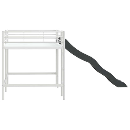 vidaXL Kids'Loft Bed Frame with Slide Plain White and Anthracite