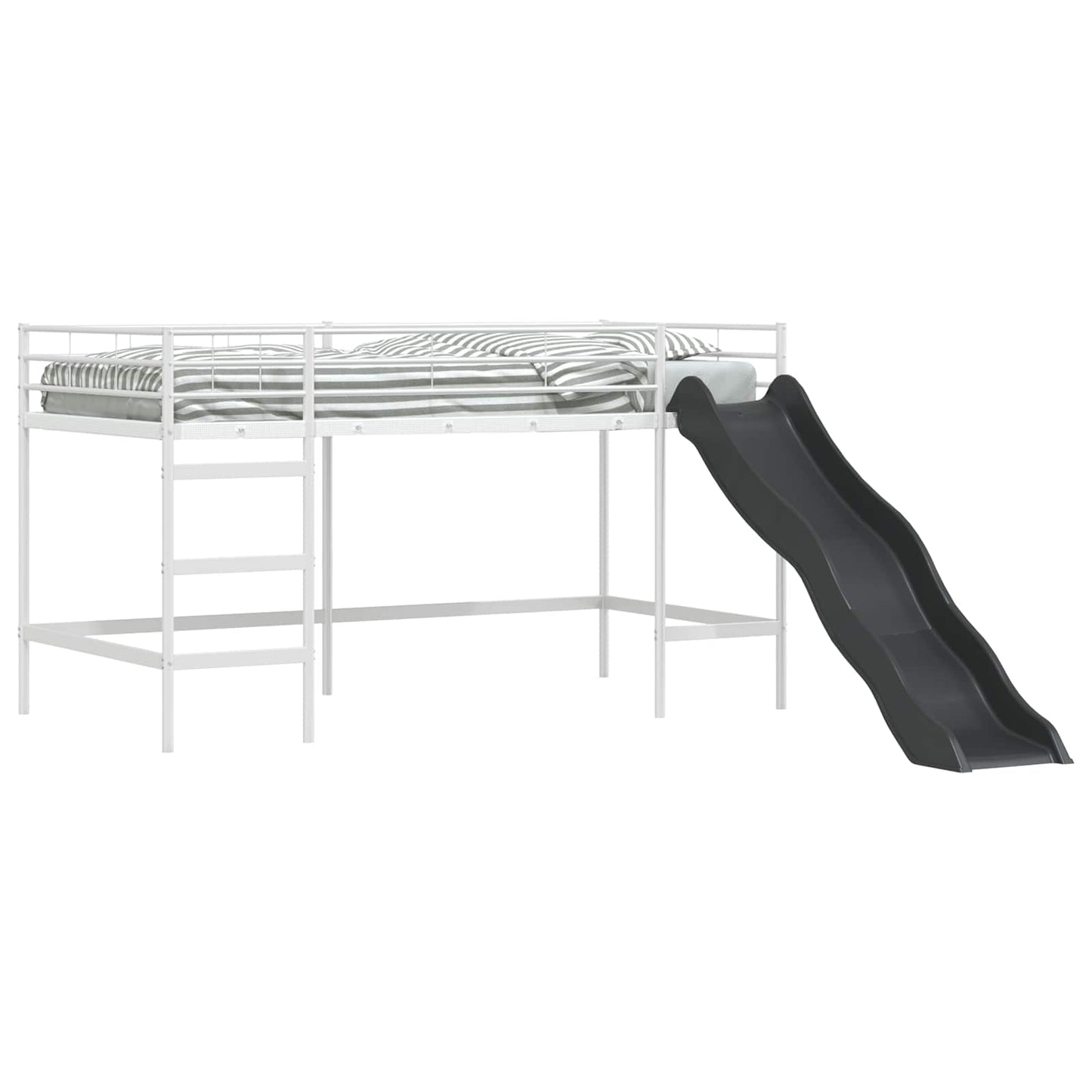 vidaXL Kids'Loft Bed Frame with Slide Plain White and Anthracite