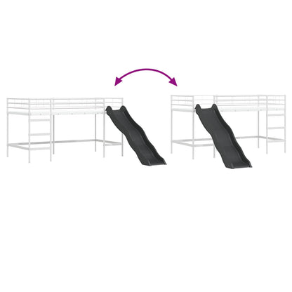 vidaXL Kids'Loft Bed Frame with Slide Plain White and Anthracite