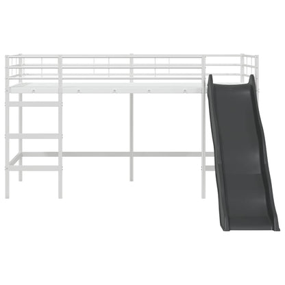 vidaXL Kids'Loft Bed Frame with Slide Plain White and Anthracite