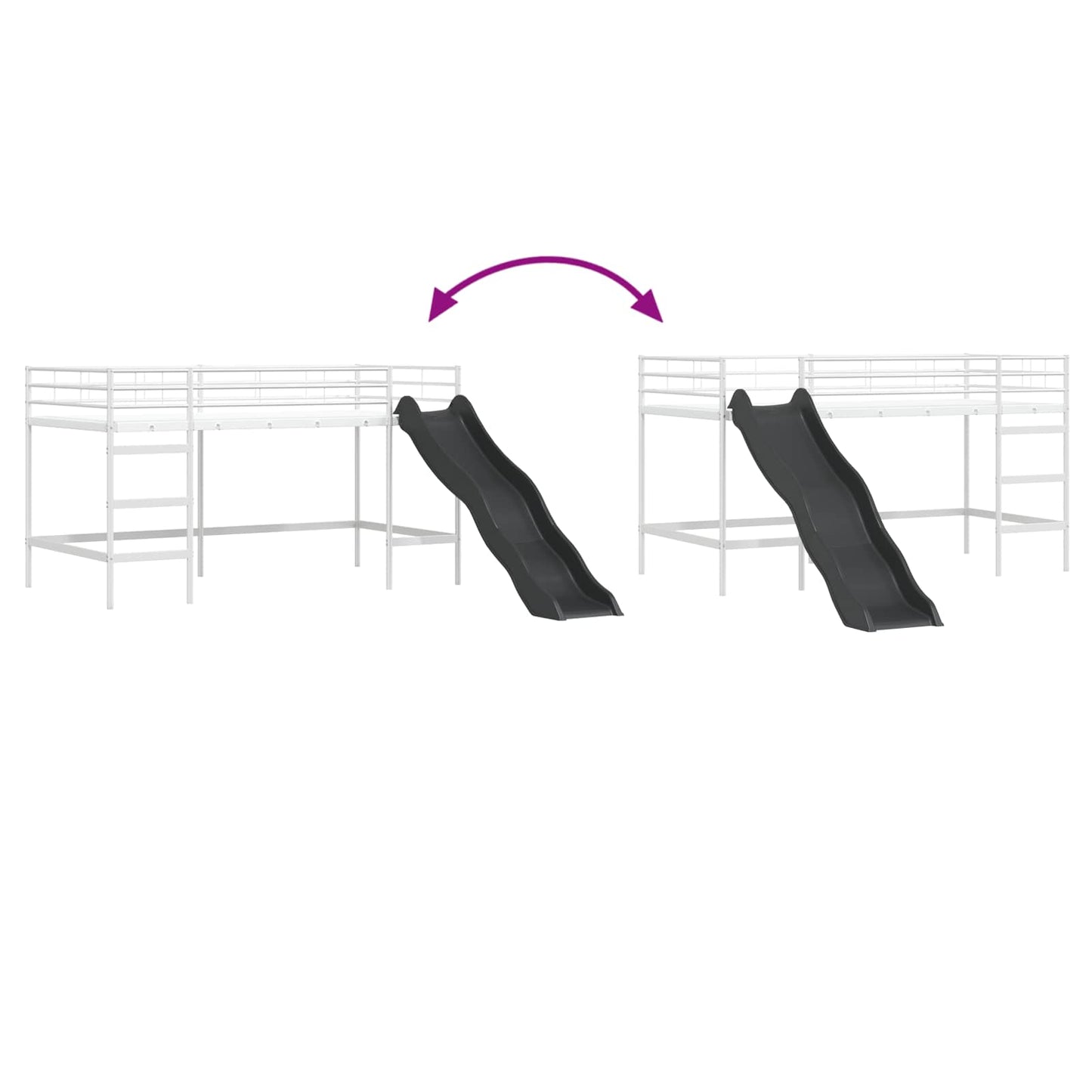 vidaXL Kids'Loft Bed Frame with Slide Plain White and Anthracite