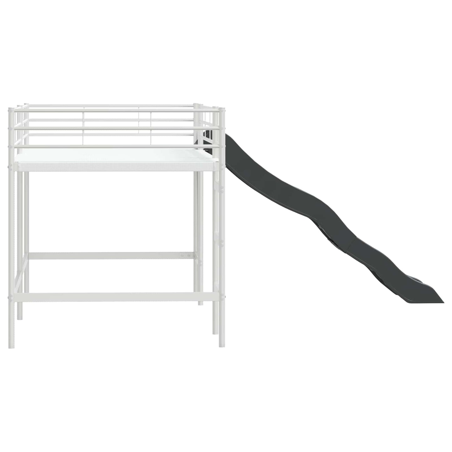 vidaXL Kids'Loft Bed Frame with Slide Plain White and Anthracite