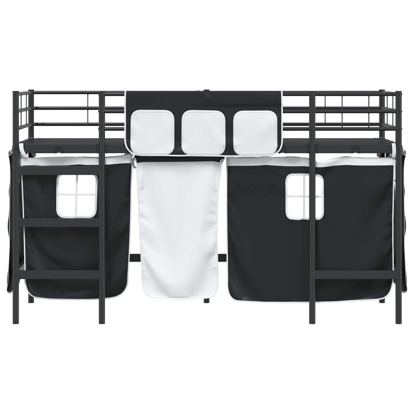 vidaXL Kids'Loft Bed Frame with Curtains Black 75 x 190 cm