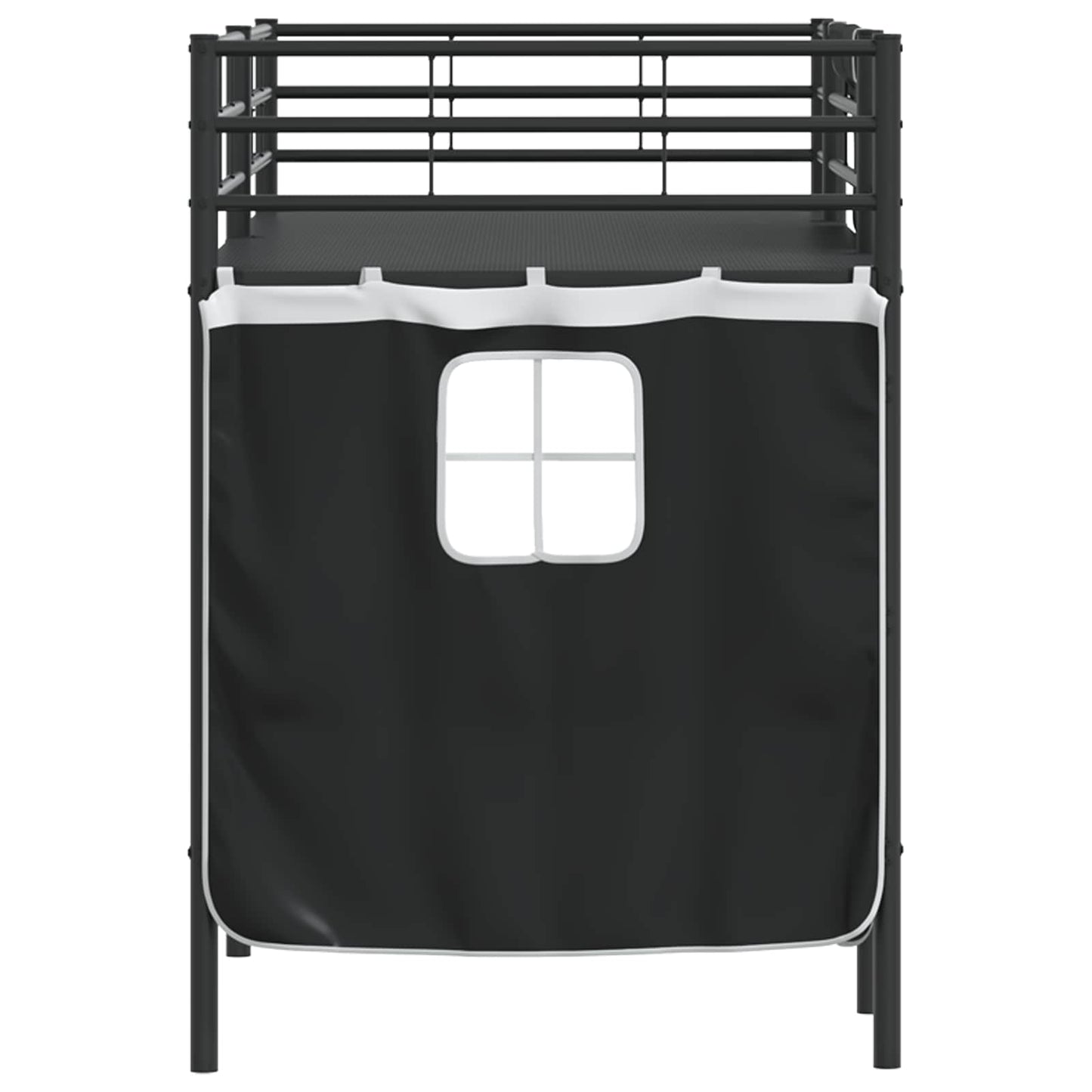 vidaXL Kids'Loft Bed Frame with Curtains Black 90 x 190 cm