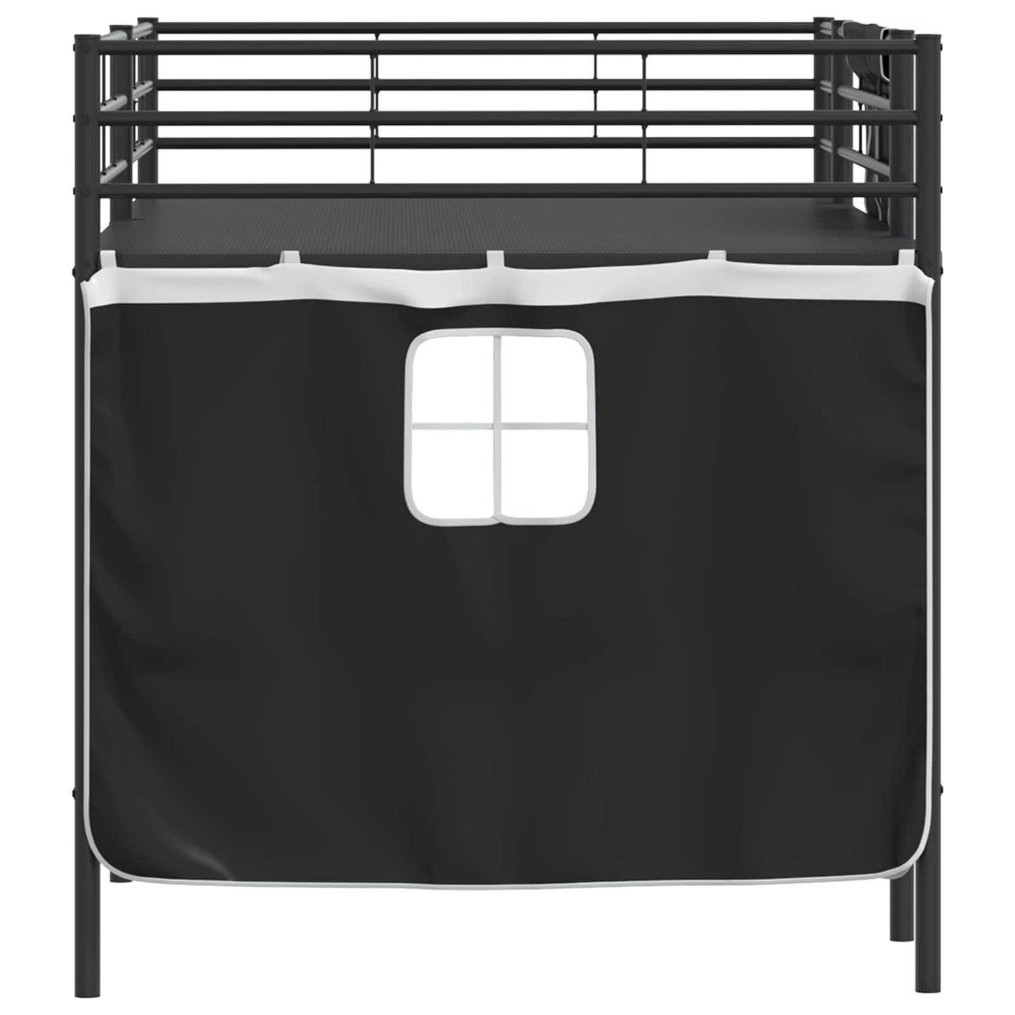 vidaXL Kids'Loft Bed Frame with Curtains Plain Black 90 x 200 cm