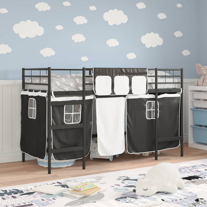 vidaXL Kids'Loft Bed Frame with Curtains Black 100 x 190 cm