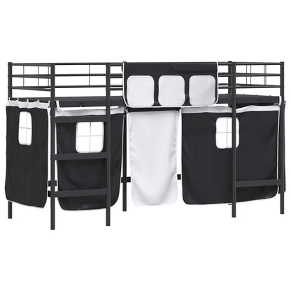 vidaXL Kids'Loft Bed Frame with Curtains Black 100 x 190 cm