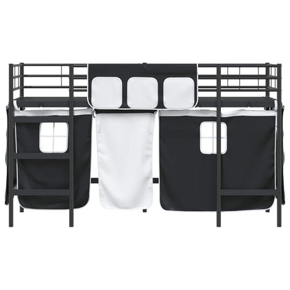 vidaXL Kids'Loft Bed Frame with Curtains Black 100 x 190 cm