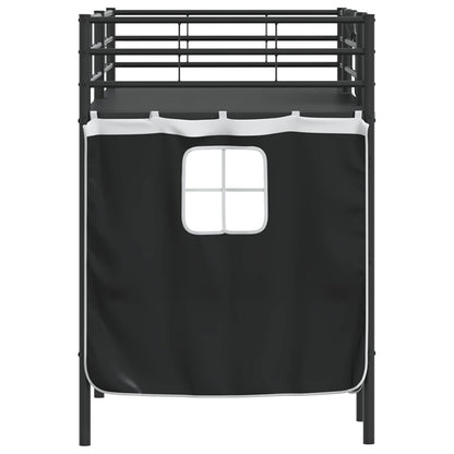 vidaXL Kids'Loft Bed Frame with Curtains Black 100 x 190 cm