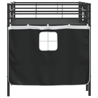 vidaXL Kids'Loft Bed Frame with Curtains Plain Black 100 x 200 cm