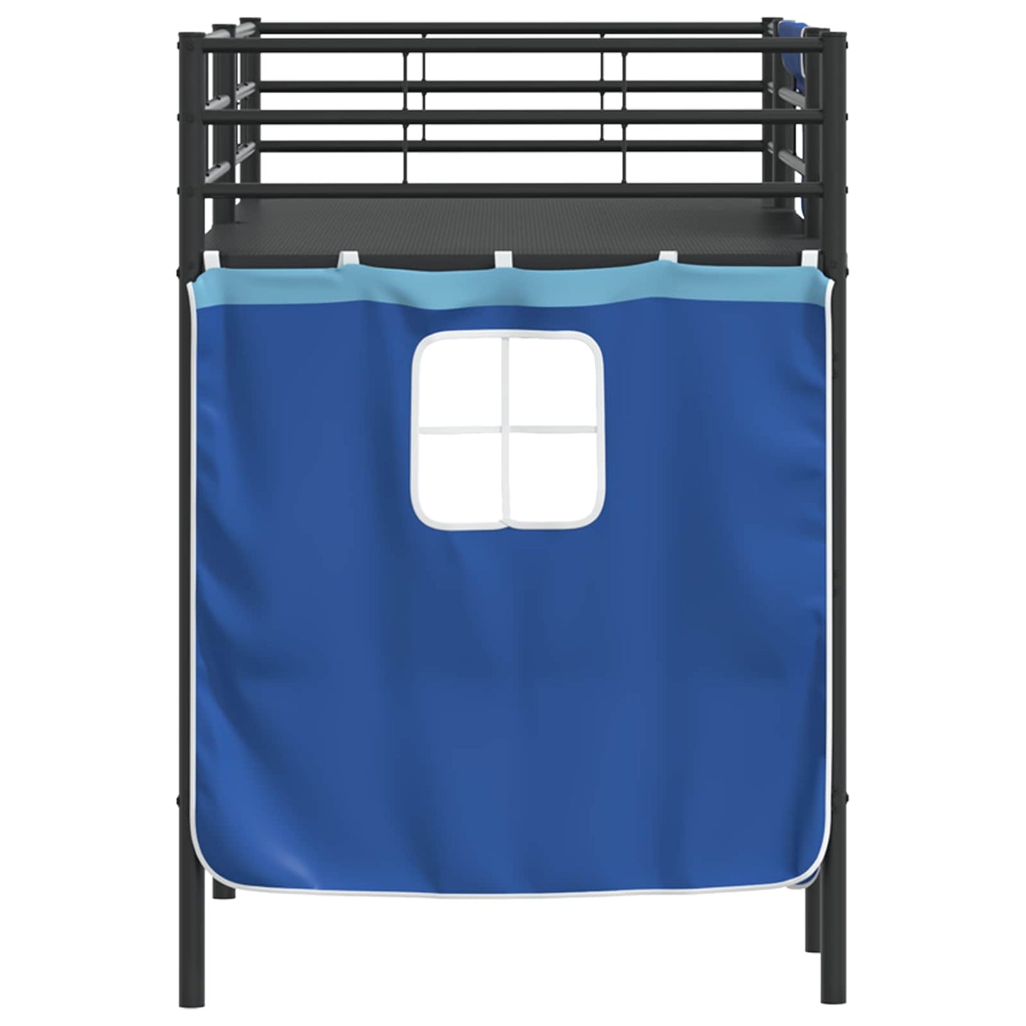 vidaXL Kids'Loft Bed Frame with Curtains Black and Blue 75 x 190 cm