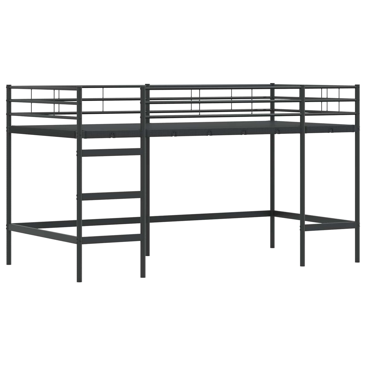 vidaXL Kids'Loft Bed Frame with Curtains Black and Blue 80 x 200 cm
