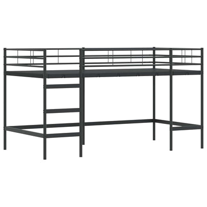 vidaXL Kids'Loft Bed Frame with Curtains Black and Blue 80 x 200 cm