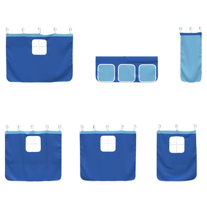 vidaXL Kids'Loft Bed Frame with Curtains Black and Blue 80 x 200 cm