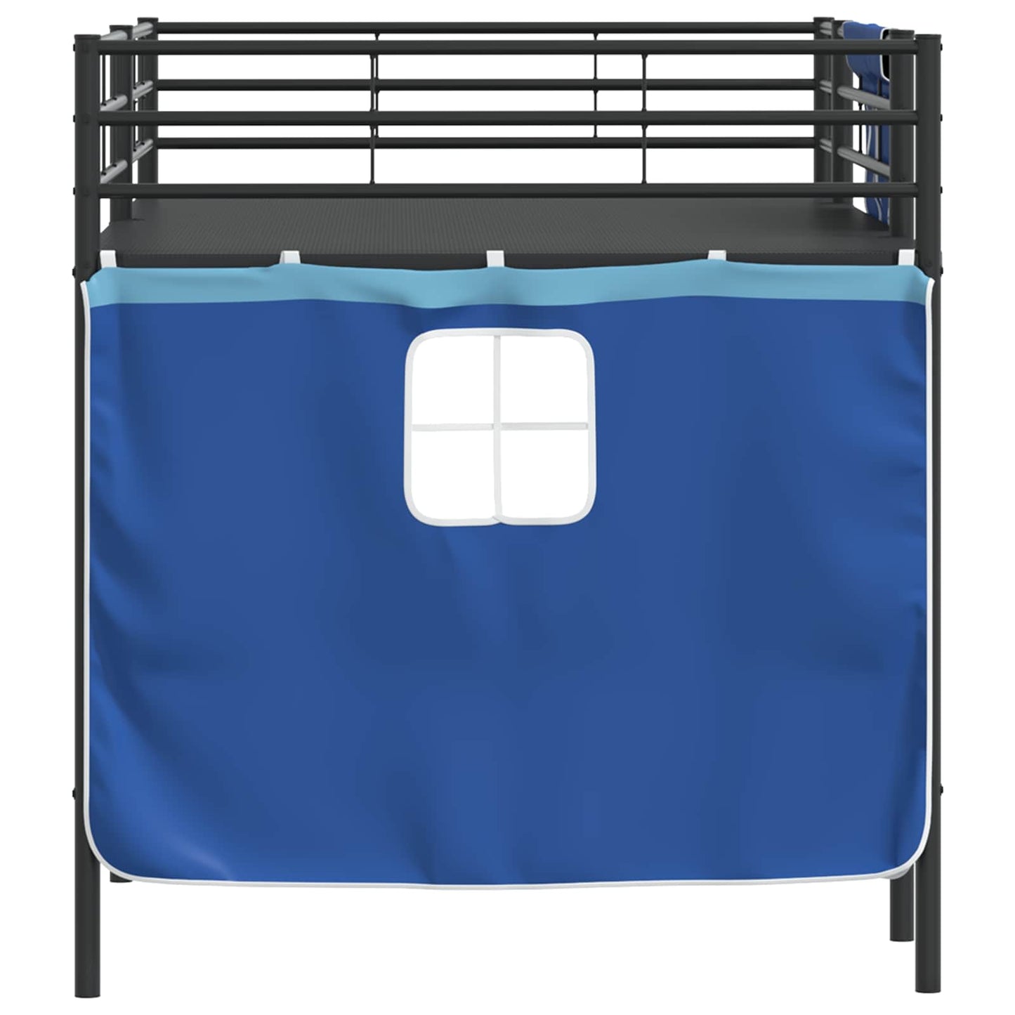 vidaXL Kids'Loft Bed Frame with Curtains Black and Blue 80 x 200 cm
