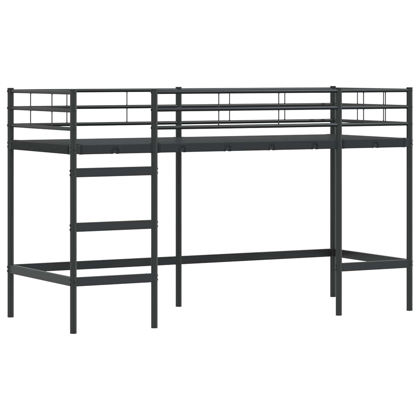 vidaXL Kids'Loft Bed Frame with Curtains Black and Blue 100 x 190 cm