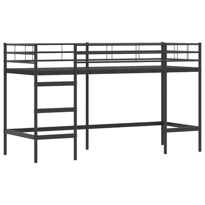 vidaXL Kids'Loft Bed Frame with Curtains Black and Blue 100 x 190 cm