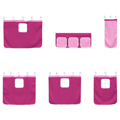 vidaXL Kids'Loft Bed Frame with Curtains Black and Pink 75 x 190 cm