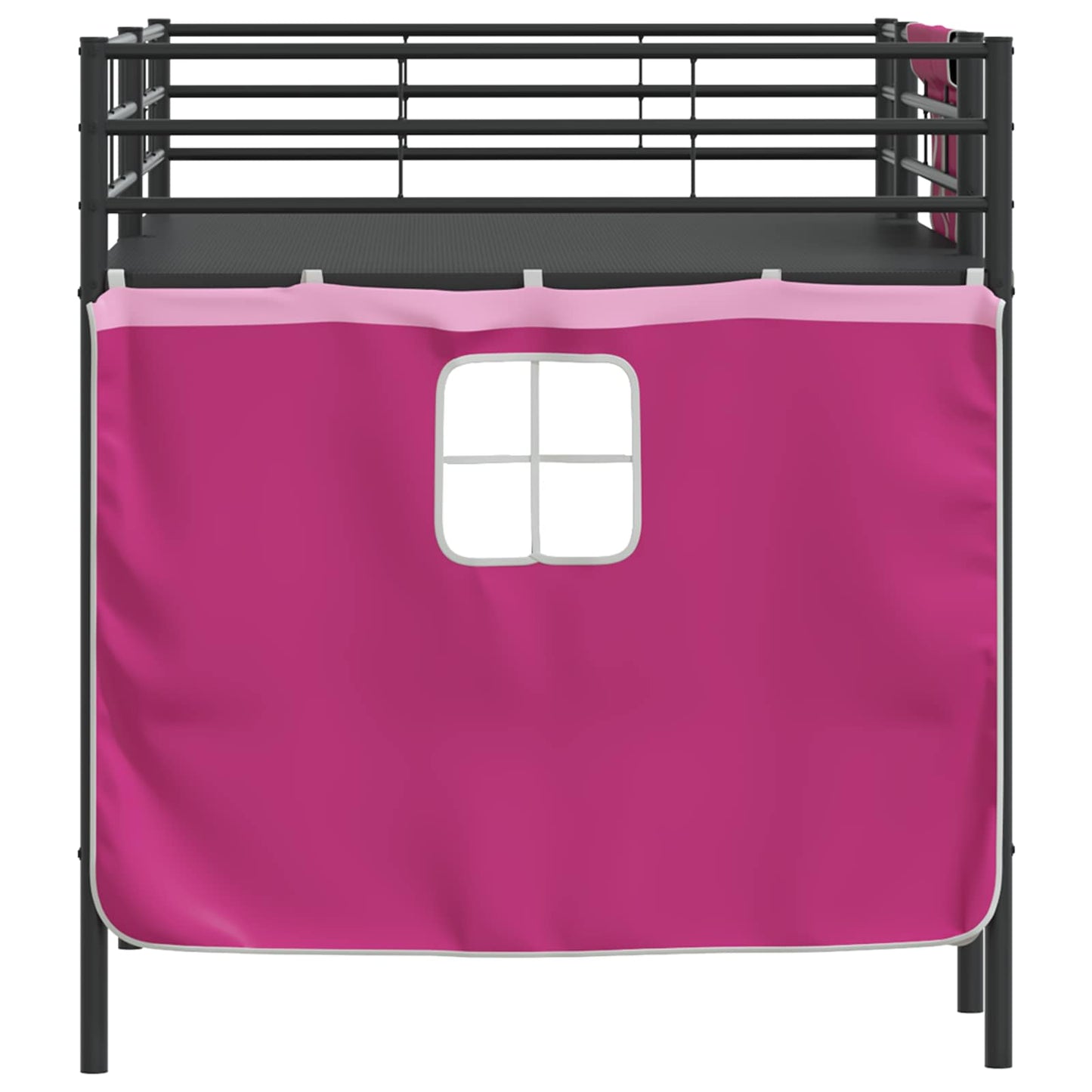 vidaXL Kids'Loft Bed Frame with Curtains Black and Pink 80 x 200 cm