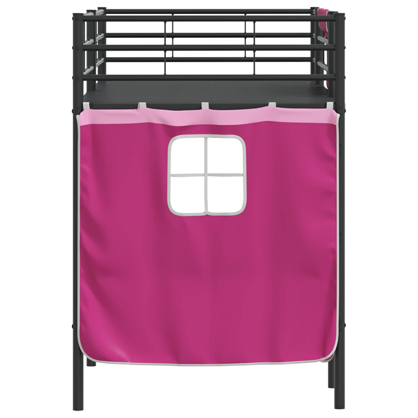 vidaXL Kids'Loft Bed Frame with Curtains Black and Pink 100 x 190 cm