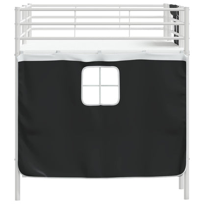 vidaXL Kids'Loft Bed Frame with Curtains White and Black 90 x 200 cm