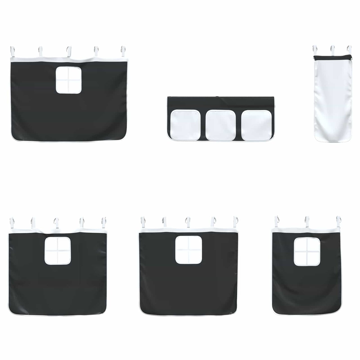 vidaXL Kids'Loft Bed Frame with Curtains White and Black 100 x 190 cm