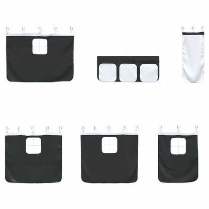 vidaXL Kids'Loft Bed Frame with Curtains White and Black 100 x 190 cm