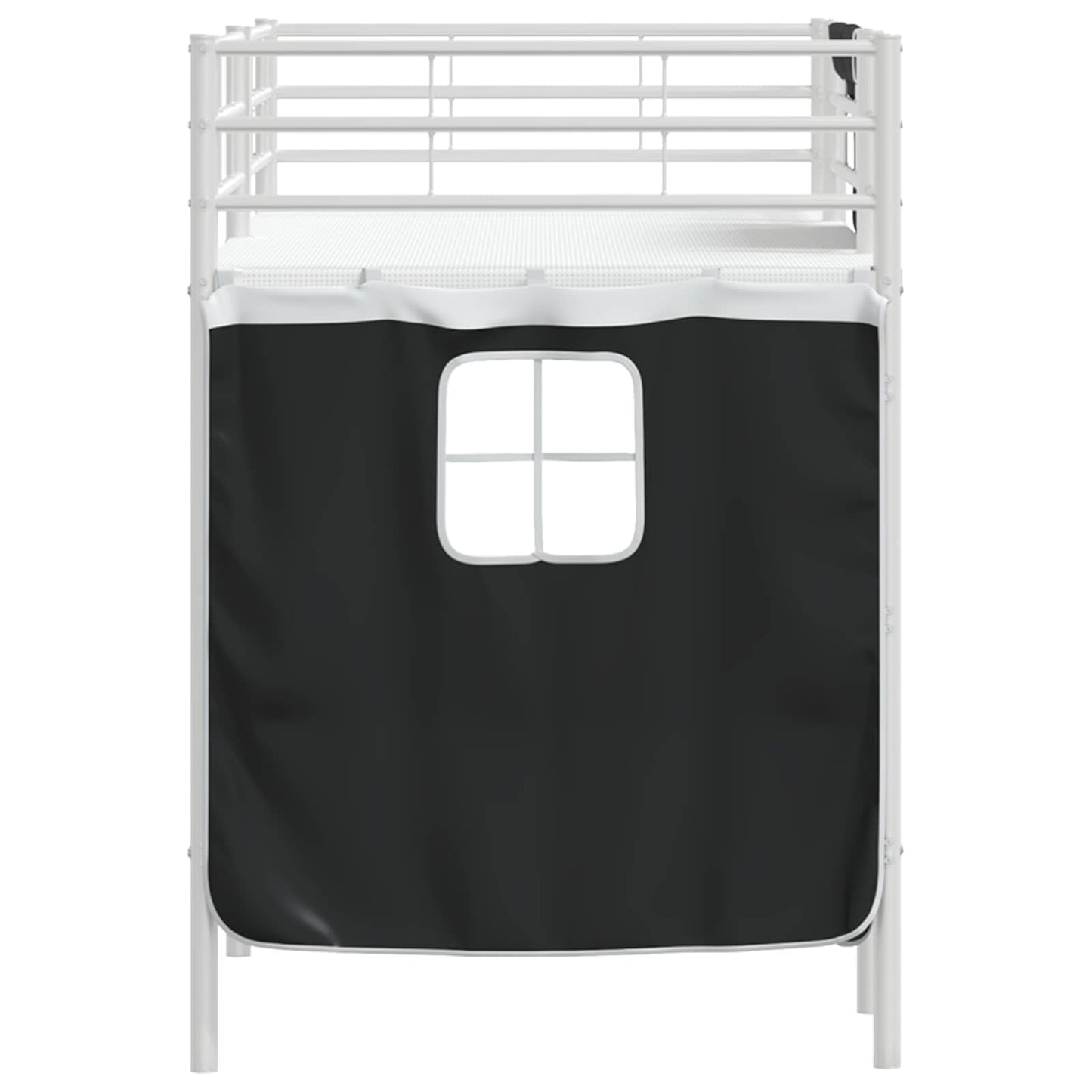 vidaXL Kids'Loft Bed Frame with Curtains White and Black 100 x 190 cm
